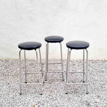 Set of 3 Mid Century Bar Stools / Metal Chairs / Bar Chairs / Metal Bar Stools / Dining Office Chairs / Retro Chrome Chairs / Canada / '60s 