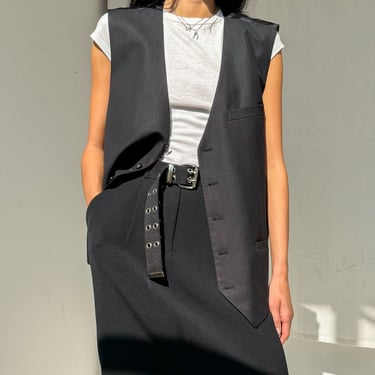 Slate Pinstriped Menswear Vest (M-XL)