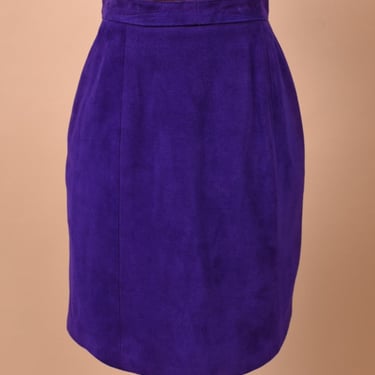 Purple Suede 80s Pencil Skirt By Phoenix, XS