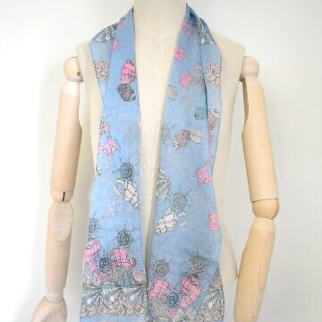 1980s Ginnie Johansen Seashell Long Scarf 