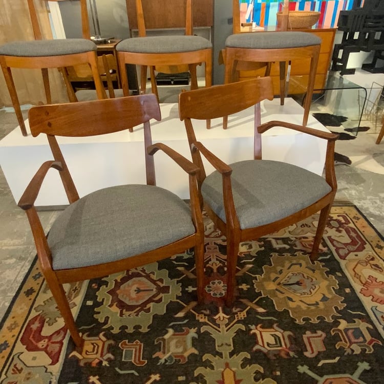 Vintage Drexel Declaration Collection Walnut Dining Armchairs by Kipp Stewart (a pair)