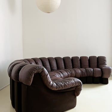 1970s Chocolate Brown Leather De Sede DS600 Non-stop Sofa