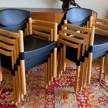 Lot of Eight Strax Casala Stacking Chairs Hartmut Lohmeyer Germany 