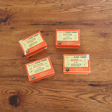 Vintage Math Miniature Small Flash Cards 4 Sets 