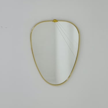 Mid Century asymmetric German brass Original kidney wall mirror from the 60s model number 986 