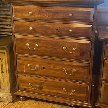 5 Drawer Dark Wood Highboy Dresser