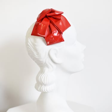60s Red Patent Vinyl Headband Hat 