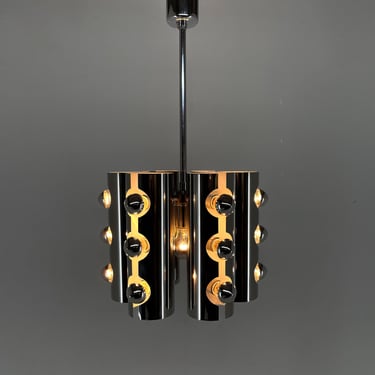 1960's Italian Chrom Chandelier in Style of Gaetano Sciolari / Vintage Chandelier 