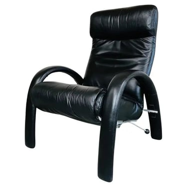 Bjork Lafer Black Leather Recliner Reclining Lounge Chair 