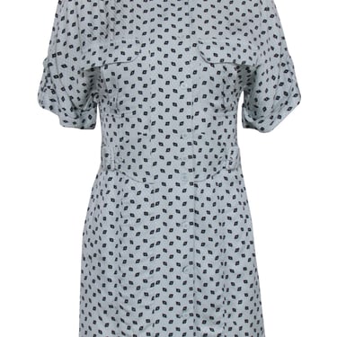 Equipment - Mint & Black Printed Mini Short Sleeve Shirt Dress Sz 0