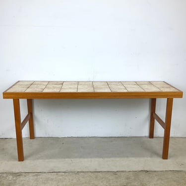 Scandinavian Modern Teak and Tile Console Table 
