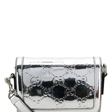 Gucci Men Silver Leather Crossbody Bag