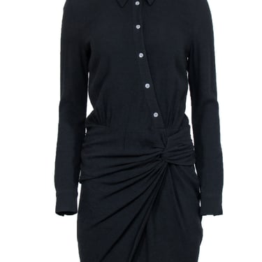 Veronica Beard - Black Textured Twist Front Shirtdress Sz 2