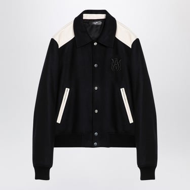 Amiri Black Wool Jacket With Leather Details Men