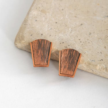 RENOIR earrings | Vintage 50s RENOIR copper clip on earrings | 1950s Modern earrings 