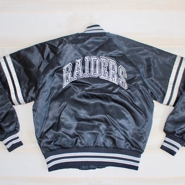 Vintage 80s Raiders Satin Jacket, 1980s Bomber Jacket, NFL, Oakland, Los Angeles, Football, Streetwear, Chalk Line, X-Small 