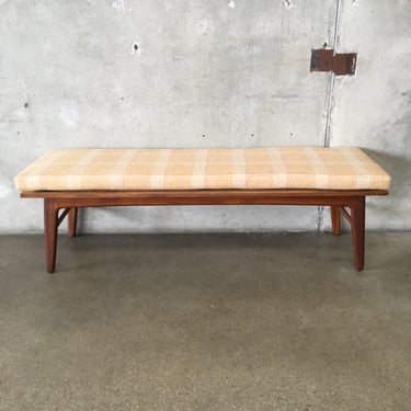 Vintage Scandinavian Bench With New Cushion