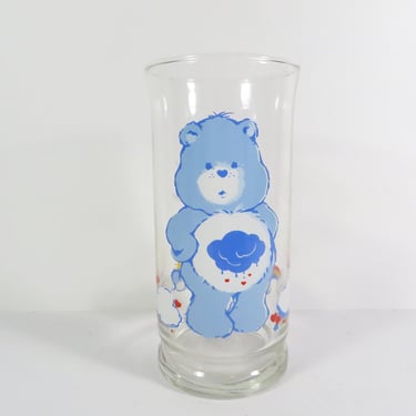 Vintage Care Bear Glass Tumbler - Grumpy Care Bear Pizza Hut Glass 