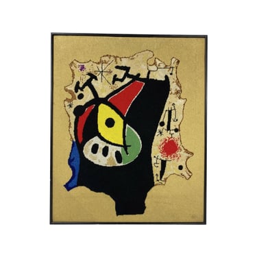 1950s Mid Century Modern Framed Abstract Tapestry Artwork Aft Joan Miro 