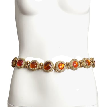 YVES SAINT LAURENT- c.1990 Gold Gripoix Bead Belt