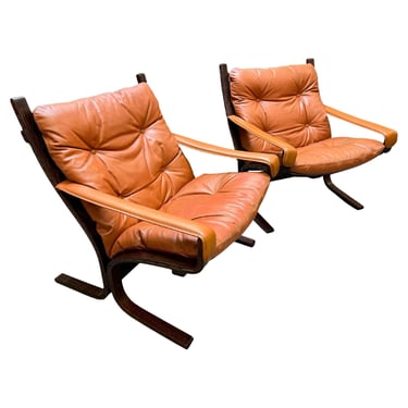 A Pair of Siesta Chairs by Ingmar Relling for Westnofa in Leather and Rosewood