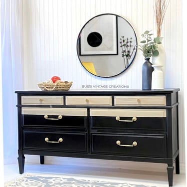 Beautiful Black Mid Century Vintage Dresser Sideboard Buffet Tv Cabinet 