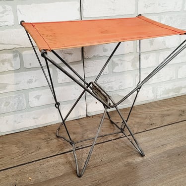 Vintage Orange Folding Camping Stool Chair Seat 