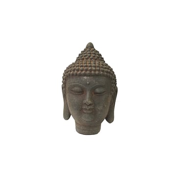 6" Vintage Iron Metal Finish Rustic Buddha Head Display Figure ws3570E 