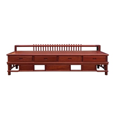 Zen Chinese Brown Wood Bar Panel Bench Low Cabinet cs7543E 