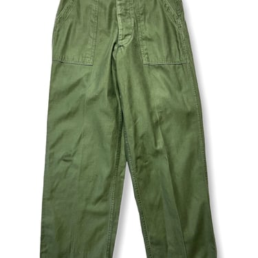 Vintage 1960s US Army OG-107 Cotton Sateen Field Trousers / Pants ~ measure 29 x 29.75 ~ Vietnam War Era ~ 29 Waist ~ Button-Fly 
