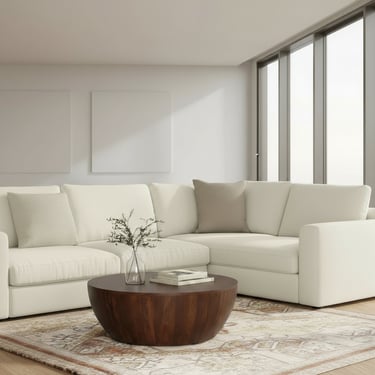 Elmbrook Mango Wood 34&quot; Modern Industrial Drum Coffee Table  FFW-1009