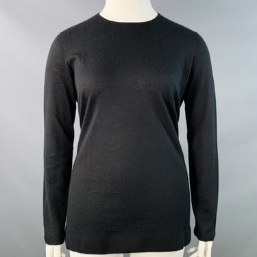 AKRIS Size 14 Black Cashmere Silk Crew Neck Pullover