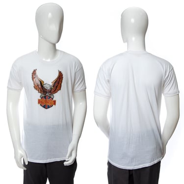 1970's White and Glitter Eagle Triumph Motif T-Shirt Size M