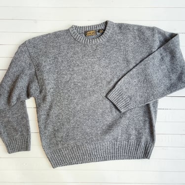 gray wool sweater | 80s 90s vintage Eddie Bauer unisex men's women's dark academia oversized sweater 