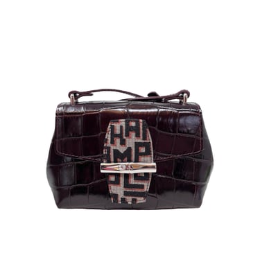Longchamp Plum Purple Crocodile Purse