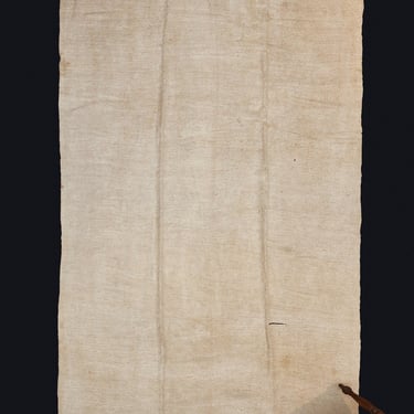 Large Finely Woven Single Piece Cream Colored Hemp Carpet with One Chocolate Line.............(7'1''x11'9'')