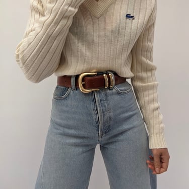 Vintage Cream Lacoste Ribbed Sweater