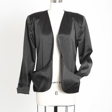 Vintage 90s Bisang Neiman Marcus black silk Blazer 