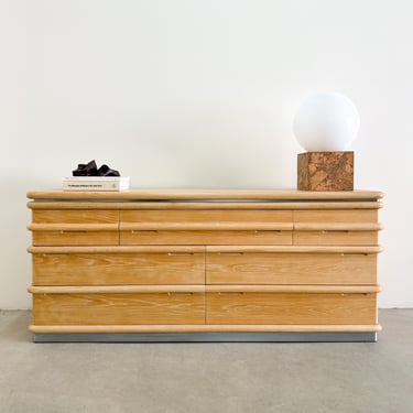 Vintage Oak Jay Spectre 7 Drawer Dresser Postmodern MCM Retro Burlwood 70s 80s 