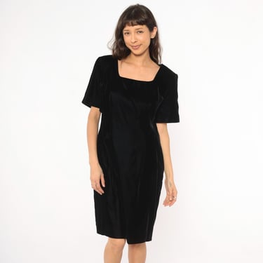 fitted shirt midi dress Black Velvet Dress - Button-Down-Dress - Pinafore Dress main image 0