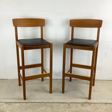 Scandinavian Modern Style Teak Barstools from Benny Linden- a Pair 