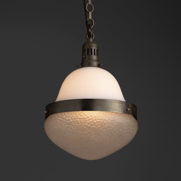 Etched & Opaline Glass Pendant