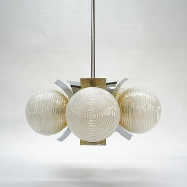 Vintage Ceiling Lamp / Chromed Chandelier / Pendant Lamp / Retro Hanging Light / 70s / Atomic Lamp / Sputnik / Mid Century Modern Lamp 