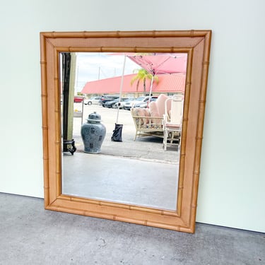 Large Faux Bamboo and Seagrass Mirror
