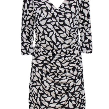 Diane von Furstenberg - Black & White Printed Silk Midi Dress Sz 14