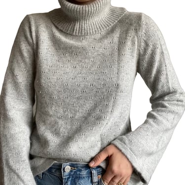 Carroll Reed Y2K Light Gray Angora Blend Cowl Neck Soft Fluffy Sweater Sz L 