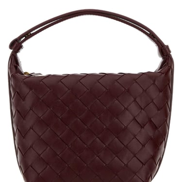 Bottega Veneta Women Burgundy Leather Micro Candy Wallace Handbag