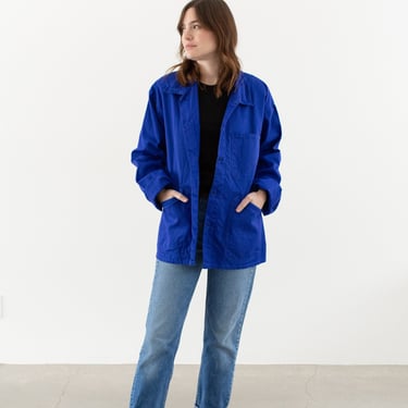 Vintage Bright Cobalt Blue Chore Coat | Unisex Cotton Military Utility Work Jacket | Made in Italy | XL | IT420 