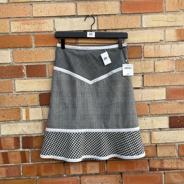vintage y2k grey deadstock moschino cheap & chic grey plaid gingham pencil skirt / 27" 4 s small 
