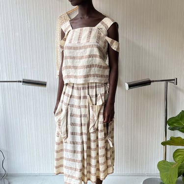 Lolita Lempicka for Henri Bendel Striped Linen Blend Skirt Set 